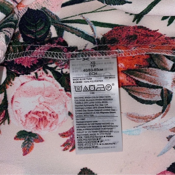 PINK FLORAL BANANA REPUBLIC BLOUSE LONG SLEEVE BUTTON-FRONT BOHO CHIC XS - Picture 10 of 13